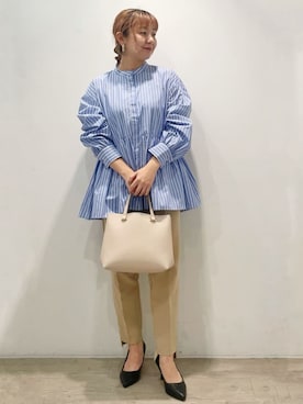 「OPAQUE.CLIP（オペークドットクリップ）の【抗菌防臭加工/7cmヒール】ベーシックパンプス/通勤対応（パンプス、ブラック系）」を使った、chikoさん（レディース・150cm）の冬コーディネート
