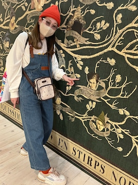 「DISCOAT（ディスコート）のアイテム（ニットキャップ/ビーニー）」を使った、miさん（レディース・163cm）の春コーディネート