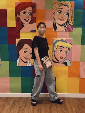 「ミッキー」｜「アイテム（サンダル）」を使った、miさん（レディース・163cm）の夏コーディネート