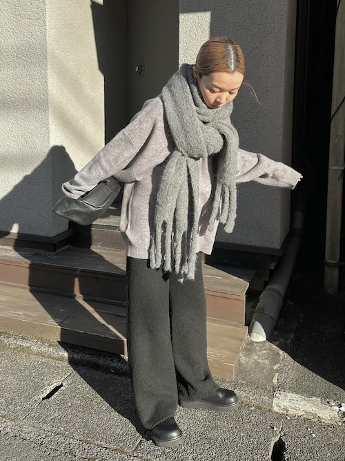 ニットパンツ ワイドストレート シンプル リラックスパンツ 3色 シンプルストレートワイドニットパンツ（その他パンツ）｜select