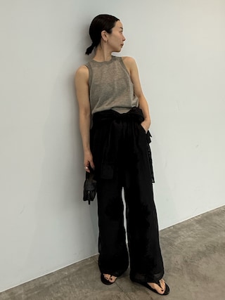 「select MOCA by son(セレクトモカバイソン)のフラワーエンブロイダリーシアーオーバーサイズシャツ【セットアップ対応】【by SON】(シャツ/ブラウス)」を使った、sonさん(レディース・161cm)の夏コーディネート