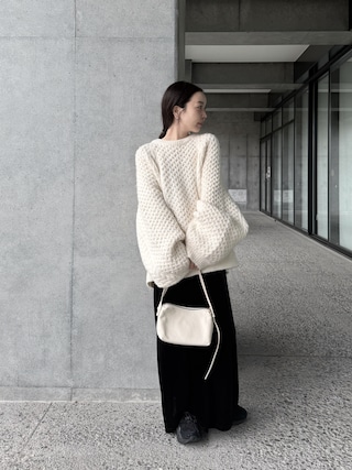 「select MOCA by son（セレクトモカバイソン）の2021 AW オーバーサイズハニカムニット（ニット/セーター）」を使った、sonさん（レディース・159cm）の秋コーディネート