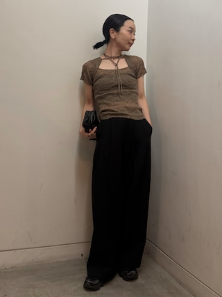「TODAYFUL(トゥデイフル)の2way Sheer Knittops 12610524(ニット/セーター)」を使った、sonさん(レディース・161cm)の夏コーディネート