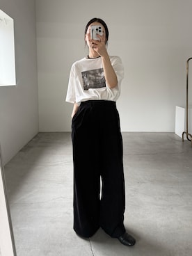 「select MOCA by son（セレクトモカバイソン）のアソートプリントオーバーサイズTシャツ（Tシャツ/カットソー）」を使った、sonさん（レディース・159cm）の夏コーディネート