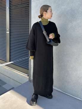 「タートルネック」｜「アイテム（スリッポン）」を使った、sonさん（レディース・159cm）の冬コーディネート