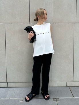 「Bonjour Sagan（ボンジュールサガン）のアイテム（Tシャツ/カットソー）」を使った、sonさん（レディース・159cm）の夏コーディネート