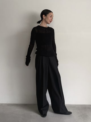 「select MOCA by son(セレクトモカバイソン)のセンターラインシアーニット(ニット/セーター)」を使った、sonさん(レディース・161cm)の秋コーディネート