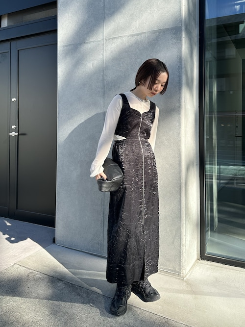 フロントジップサイドリボンジャンスカ（ジャンパースカート