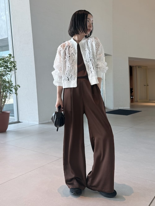 「deux amour(ドゥーザムール)のレースシアZIPーブルゾン(ブルゾン)」を使った、sonさん(レディース・161cm)の春コーディネート