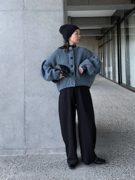 「アイテム（ニットキャップ/ビーニー）」を使った、sonさん（レディース・159cm）の冬コーディネート