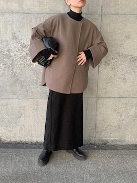 「マイベストコーデ2022」｜「アイテム（ノーカラーコート）」を使った、sonさん（レディース・159cm）の冬コーディネート