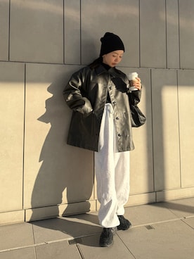 「アイテム（ステンカラーコート）」を使った、sonさん（レディース・159cm）の冬コーディネート