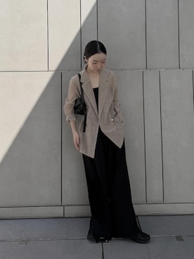 「アイテム（スラックス）」を使った、sonさん（レディース・159cm）の秋コーディネート