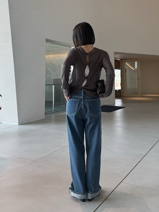 「select MOCA by son(セレクトモカバイソン)の2WAYツイストシアーテレコトップス【by SON】(Tシャツ/カットソー)」を使った、sonさん(レディース・161cm)の春コーディネート