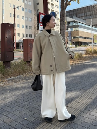 「select MOCA by son（セレクトモカバイソン）のビッグシルエットミドルコート（その他アウター）」を使った、sonさん（レディース・159cm）の冬コーディネート