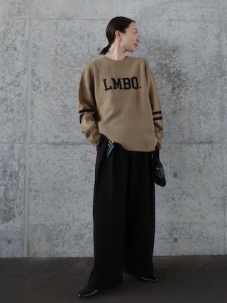 「Bonjour Sagan（ボンジュールサガン）のLMBOロゴラウンドカットニットプルオーバー（ニット/セーター）」を使った、sonさん（レディース・161cm）の秋コーディネート
