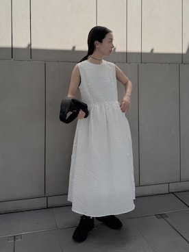 「MINS MINIS（ミンスミニス）のノースリーブAラインワンピース（ワンピース）」を使った、sonさん（レディース・159cm）の夏コーディネート
