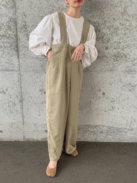 「select MOCA by son（セレクトモカバイソン）のアイテム（オールインワン・サロペット）」を使った、sonさん（レディース・159cm）の春コーディネート