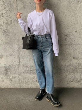 「HANES（ヘインズ）のアイテム」を使った、sonさん（レディース・159cm）の秋コーディネート