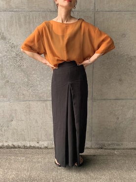 「select MOCA by son（セレクトモカバイソン）の【定番】オーバーシア―トップス（シャツ/ブラウス）」を使った、sonさん（レディース・159cm）の春コーディネート