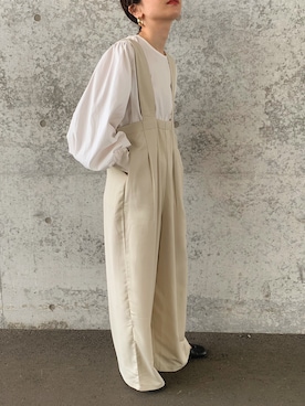 「select MOCA by son（セレクトモカバイソン）のアイテム（オールインワン・サロペット）」を使った、sonさん（レディース・159cm）の春コーディネート