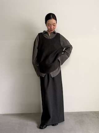 「select MOCA by son(セレクトモカバイソン)のウールタッチサイドタックベスト【セットアップ対応】【by SON】(ベスト)」を使った、sonさん(レディース・161cm)の秋コーディネート