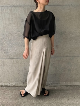 「select MOCA by son（セレクトモカバイソン）の【定番】オーバーシア―トップス（シャツ/ブラウス）」を使った、sonさん（レディース・159cm）の春コーディネート