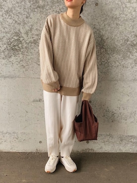 𝚜𝚘𝚗さんの「relax knit pants / リラックスな履き心地なウエストゴムニットパンツ」を使ったコーディネート