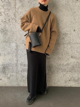 「リブニット」｜「アイテム（スウェット）」を使った、sonさん（レディース・159cm）の秋コーディネート