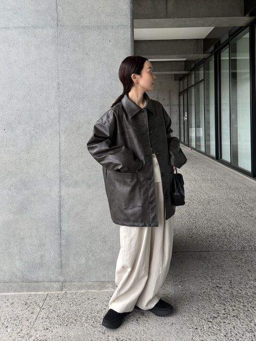 ステンカラーフェイクレザージャケット（ステンカラーコート）｜select