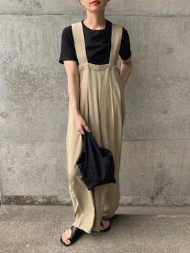 「select MOCA by son（セレクトモカバイソン）のアイテム（オールインワン・サロペット）」を使った、sonさん（レディース・159cm）の夏コーディネート