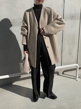 「select MOCA（セレクトモカ）のアイテム（ノーカラーコート）」を使った、sonさん（レディース・159cm）の冬コーディネート