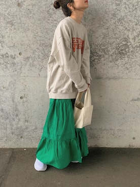 「ISOOK（アイスー）のアイテム（スウェット）」を使った、sonさん（レディース・159cm）の春コーディネート