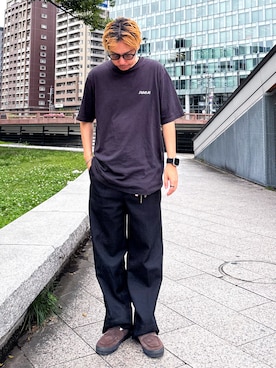 「VANS（バンズ）のVANS ヴァンズ LOAFER ローファー V196CF CN BROWN/BLACK（スニーカー、ブラウン系）」を使った、 K-taさん（メンズ・170cm）の夏コーディネート