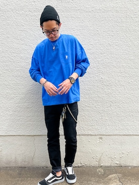 「U.S. POLO ASSN.（ユーエスポロアッスン）のU.S. POLO ASSN. /ユーエスポロアッスン 別注ワンポイント刺繍 ビッグシルエット長袖カットソー（Tシャツ/カットソー）」を使った、 K-taさん（メンズ・170cm）の春コーディネート