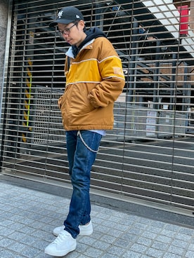 「アイテム（キャップ、ホワイト系）」を使った、 K-taさん（メンズ・170cm）の冬コーディネート