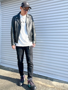 「アイテム（ライダースジャケット）」を使った、 K-taさん（メンズ・170cm・30代）の秋コーディネート