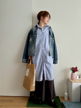 「アイテム（シャツワンピース）」を使った、Mitsiさん（レディース・153cm）の秋コーディネート