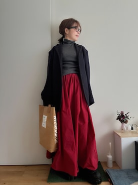 「アイテム（メガネ）」を使った、Mitsiさん（レディース・153cm）の秋コーディネート