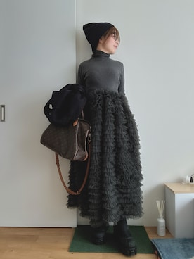 「ワントーンコーデ」｜「アイテム（ジャケット/アウター）」を使った、Mitsiさん（レディース・153cm）の秋コーディネート