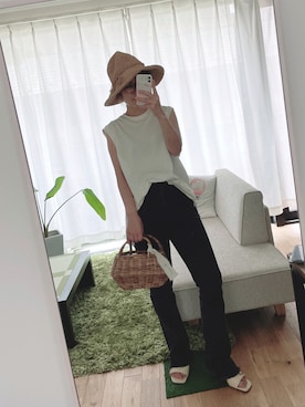 「Encachette（アンキャシェット）のアイテム」を使った、Mitsiさん（レディース・153cm）の夏コーディネート