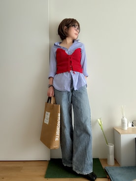 「アイテム（チューブトップ）」を使った、Mitsiさん（レディース・153cm）の秋コーディネート