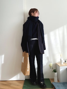 「アイテム（ストール/ショール）」を使った、Mitsiさん（レディース・153cm）の冬コーディネート