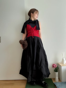 「アイテム（チューブトップ）」を使った、Mitsiさん（レディース・153cm）の秋コーディネート