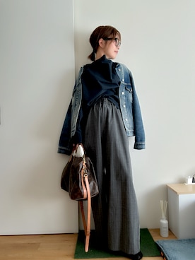 「アイテム（デニムジャケット）」を使った、Mitsiさん（レディース・153cm）の秋コーディネート