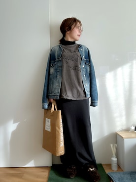 「アイテム（スリッポン）」を使った、Mitsiさん（レディース・153cm）の冬コーディネート