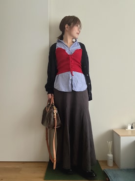 「アイテム（チューブトップ）」を使った、Mitsiさん（レディース・153cm）の秋コーディネート