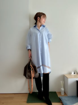 「アイテム（シャツワンピース）」を使った、Mitsiさん（レディース・153cm）の秋コーディネート