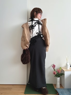 「アイテム（スリッポン）」を使った、Mitsiさん（レディース・153cm）の冬コーディネート