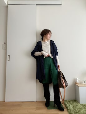 「カラー×コーデ」｜「アイテム（ステンカラーコート）」を使った、Mitsiさん（レディース・153cm）の春コーディネート